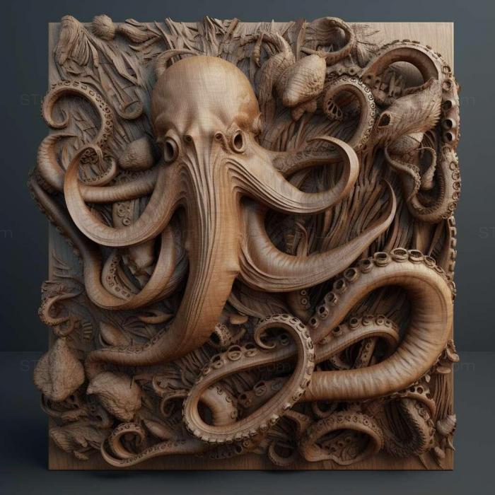 Nature and animals (st tentacle 1, NATURE_5509) 3D models for cnc